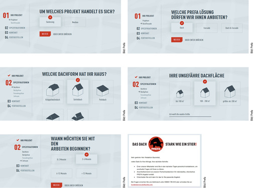 
Für Endkunden sowie interessierte Bauherren: Die Navigation auf der Endkundewnplattform bei 

www.prefa.de

ist einfach. Die Beantwortung der Fragen zur Kontaktaufnahme ebenso
