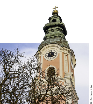 
Der sanierte Turm der ehemaligen Zisterzienserabteikirche von Aldersbach
