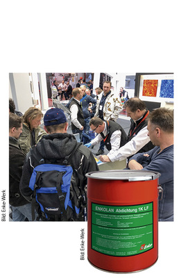 Der einfach zu verarbeitende, lösemittel- und VOC-freie Flüssigkunststoff Enkolan weckte großes Interesse
