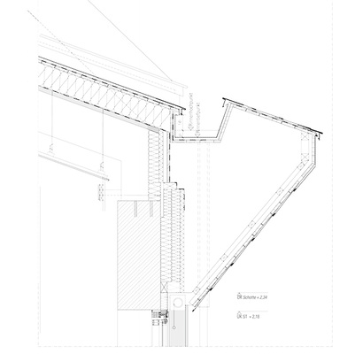 <p>
Die Schnittzeichnung zeigt die eingebaute Kastenrinne samt aller Anschlüsse 
</p>

<p>
</p> - © Cheret & Bozic Architekten

