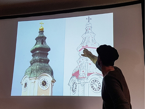 
Turmkartografie: Wolfgang Huber erklärt, wie er schadhafte Stellen historischer Dachflächen dokumentiert
