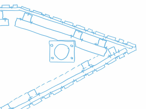 
Die komplexe Planung erfolgte per CAD. Die Handskizze veranschaulicht den Dachaufbau und die Befestigung der Dachbekleidung 



