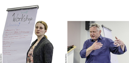 
Laura Konhaaß und Mario Brückner präsentieren Workshop-Ergebnisse
