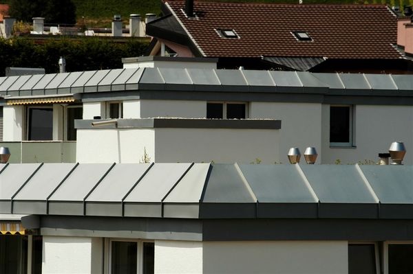 Überbauung mit Flachdach und Rheinzink-Krone - Trächsel