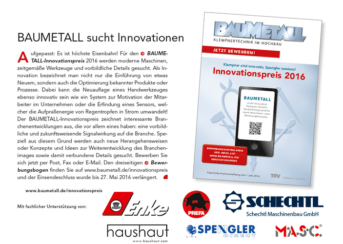 BAUMETALL Innovationspreis 2016 - BAUMETALL - © BAUMETALL
BAUMETALL Innovationspreis 2016 - BAUMETALL - © BAUMETALL