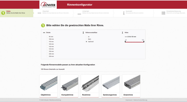 Praktisch: Der Altvater-Rinnenkonfigurator