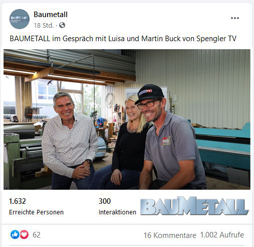 Andreas, Luisa und Martin Buck im  Fachgespräch - © BAUMETALL / Facebook
