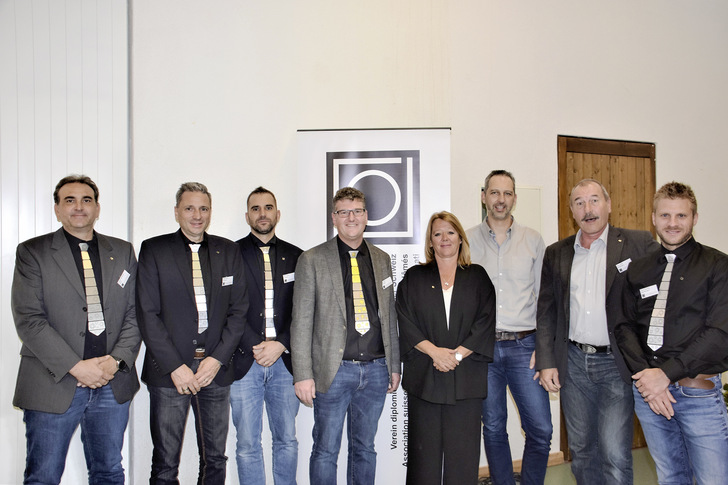 Der vollständige VDSS-Vorstand: Stephan Fankhauser, Gregor Bless, ­Peter ­Gisler. René Fasler, Bea Feusi, die 2019 neu gewählten Marcel Filli und Franz-Josef ­Zenhäusern sowie Tobias Sprecher
