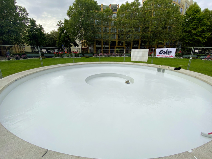 Geschafft: Der Brunnen ist wieder dicht und voll funktionstüchtig