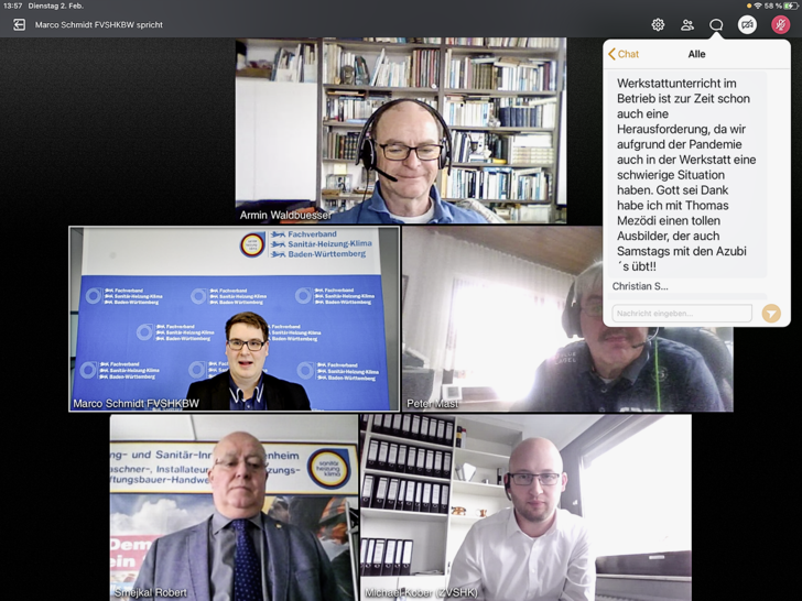 Lebhafter Austausch: Die Diskussion zur Ausbildungssituation mit Referenten und Teilnehmern wurde per Live-Chat geführt 