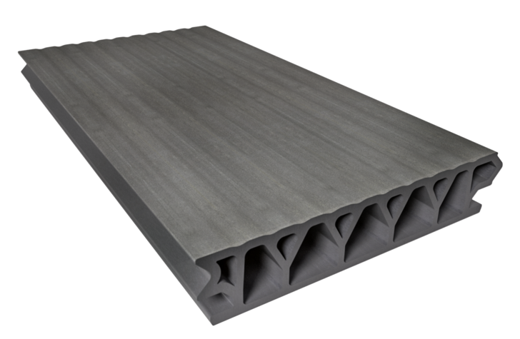 Das System Terrace+ ist tropfsicher und sauber durch ein Aluminiumprofil zwischen den Bodendielen. Die Twinson Dielen sin﻿d ﻿robust, optisch ansprechend und zu 100 % recycelbar