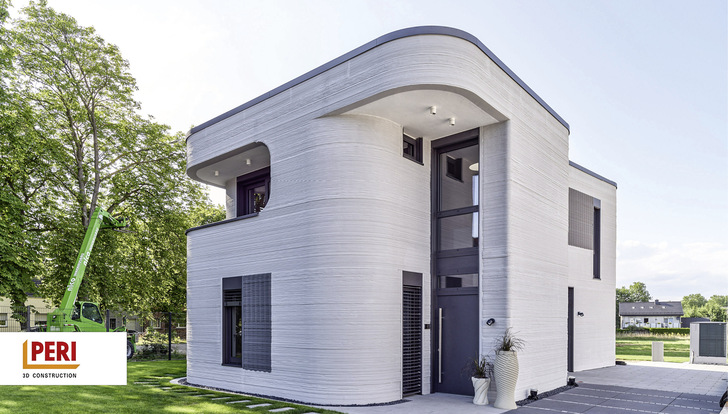 Das erste im 3D-Druck erstellte Wohnhaus Deutschlands wurde in Beckum, im Kreis Warendorf in Nordrhein-Westfalen, errichtet - © Bild: Peri AG
