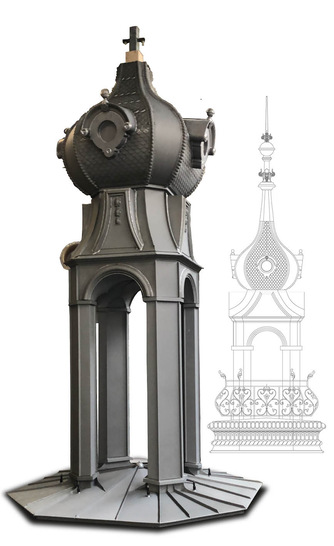 Die rekonstruierte Laterne kurz vor der Montage