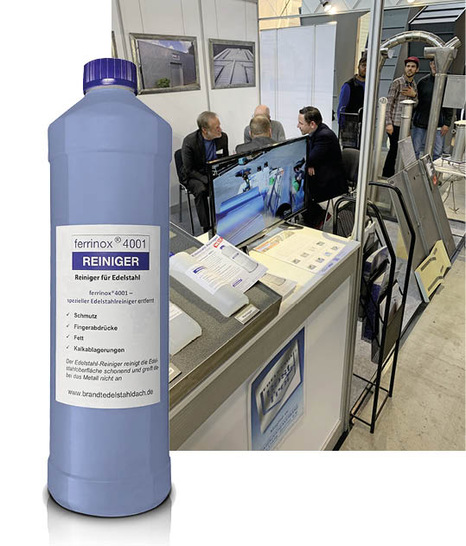 Unverwechselbar: Der blaue Edelstahlreiniger Ferrinox 4001 sorgt für perfekte Oberflächen