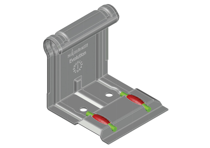 Der neue Rollenclip enthält ­zusätzliche Rollenlagerungen. Die Dilatations­bewegungen der dort aufgelagerten ­Profilbahnen kann er so durch eine minimierte Rollreibung aufnehmen - © Bild: Zambelli Holding GmbH
