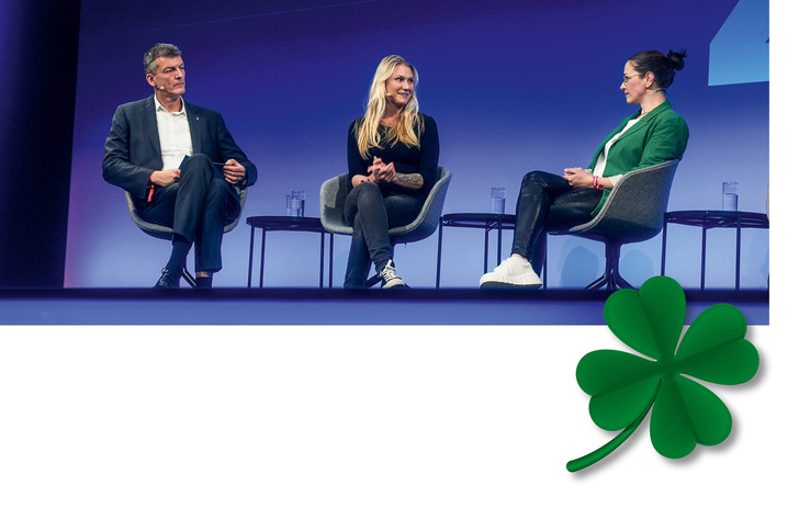 Frank Hippler, Luisa Buck und Kathrin Post-Isenberg auf dem Panel „Machen ist gesund. Warum das Handwerk glücklich macht“ - © Bilder: Lara Freiburger und dervish15 - stock.adobe.com
