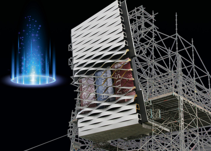 Dieses riesige Fassadenmuster auf dem Betriebshof der Lummel GmbH könnte tatsächlich auch als Science-Fiction-Filmkulisse verwendet werden