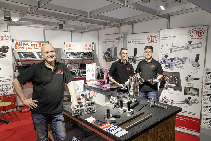So präsentiert sich das Dräco-Team auf zahlreichen Messen. Das neue Workshop­angebot ermöglicht es, alle Dräco-Tools nach Herzenslust auszuprobieren