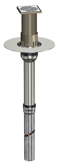  Die Serie V, komplett in der Nennweite DN 50 mit Sieb­einheit, Aufsatzelement, Grundkörper und Rohr