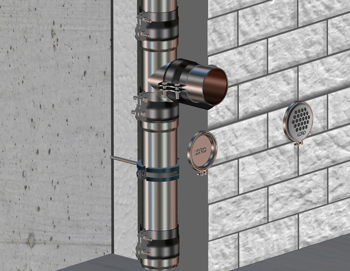 Revisionsöffnung oder Sicherheitsüberlauf bei Entwässerung in der Dämmebene: Rohrstutzen stellen die Funktion sicher