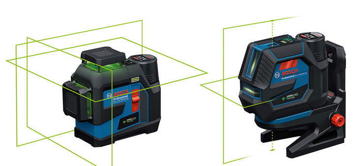 Die Nivelliergeräte GLL 12V-100-33 CG Professional und GCL 12V-50-22 CG Professional