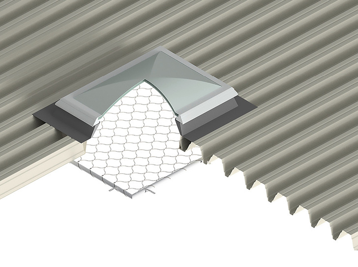 Schematische Darstellung der Durchsturzsicherung Dome Light Protection