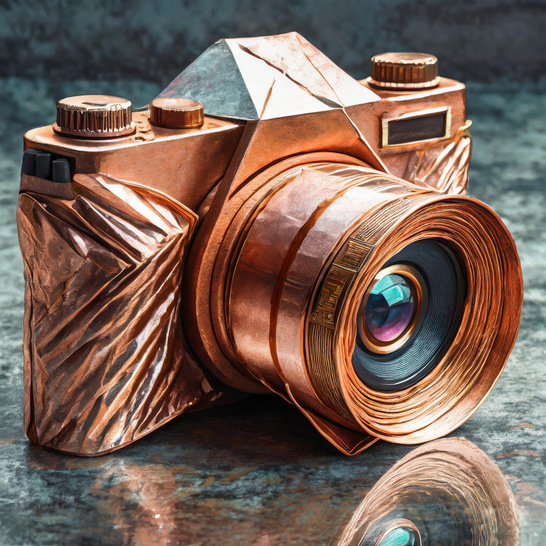 Finden und Gewinnen: Neben dieser KI-Kupfer-Kamera haben sich 5 weitere KI-Bilder in unserer Kupfer-Foto-Reihe eingeschlichen. 