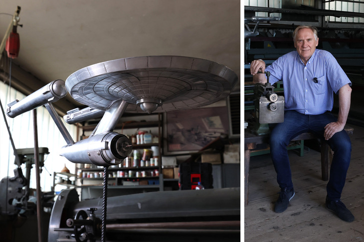 Von der Waterkant über die Seine bis in die Alpen: Workshop-Trainer Friedrich Reinbold (hier neben seinem Raumschiff-Prototyp) freut sich auf das Zusammentreffen mit fünf Dachhandwerkern von Notre-Dame und zehn weiteren internationalen Spenglermeistern