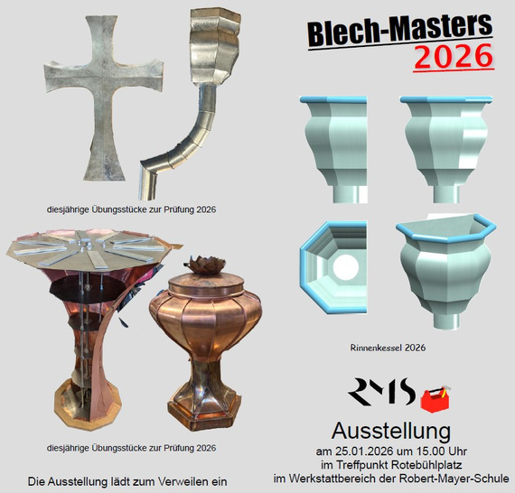 Übungsstücke und Konstruktionszeichnungen der Blechmasters 2026