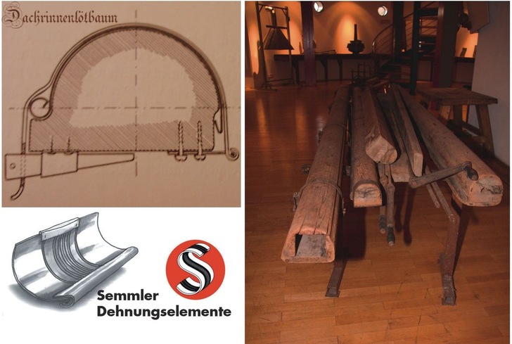 Rinnenlötbäume aus dem Europäischen Klempner- und Kupferschmiedemuseum in Karlstadt
