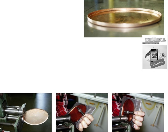 Die spezielle Bördelhilfe für die Sickenmaschinen funktioniert ohne zusätzliche Führungsmechanismen und liefert absolut präzise Ergebnisse. Anders als bei der herkömmlichen Methode (l.) kann der Bord mit der Bördelhilfe bis zu 90° aufgestellt werden
