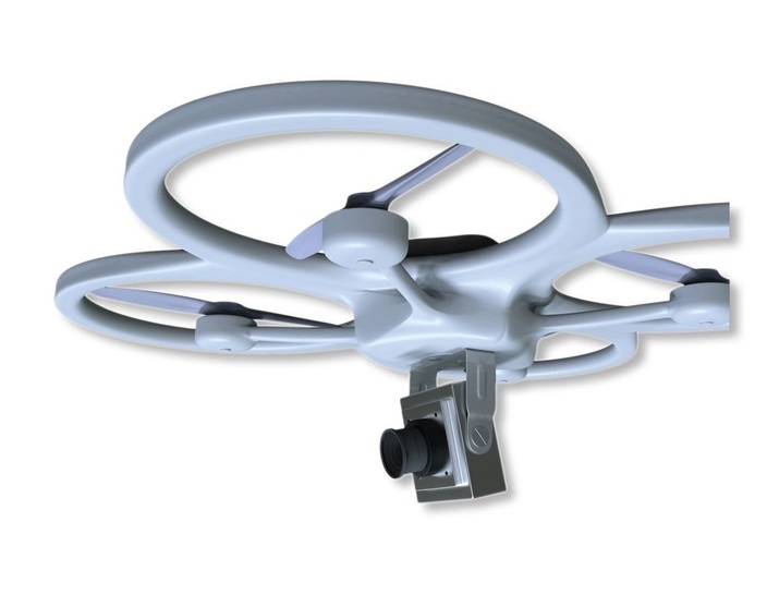 Drohnen wie dieser Quadrocopter mit Kamera sind in der Lage, Metalldächer aus der Luft zu fotografieren
