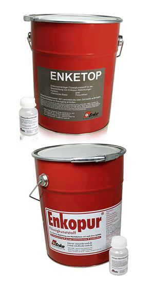 Der Einsatz der Enkopur- sowie Enketop-Beschleuniger hat eine schnelle Begehbarkeit der jeweiligen Schichten zur Folge, wodurch die Planbarkeit auf der Baustelle deutlich verbessert wird. Die Beschleuniger sind in PE-Einweg-Flaschen mit je 100 g Inhalt erhältlich
