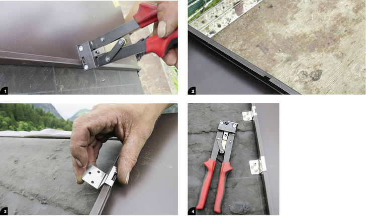 &nbsp;

1

Das Ausklinken mit der M.A.S.C.-Zange ist kinderleicht

&nbsp;

&nbsp;

2

An der Ausklinkung wird&nbsp;...

&nbsp;

&nbsp;

3

...&nbsp;der Fixpunkthaft passgenau eingehängt...

&nbsp;

&nbsp;

4

...&nbsp;und fixiert die Stehfalzschare nach erfolgter Befestigung zuverlässig und dauerhaft

&nbsp;
