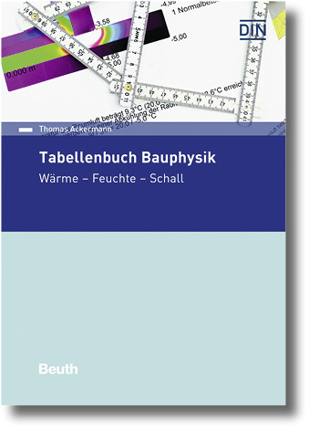 <p>
Tabellenbuch Bauphysik. Wärme – Feuchte – Schall, von Prof. Dr.-Ing. Thomas Ackermann, 2017, 400 Seiten, ISBN 978-3-410-23178-3
</p>