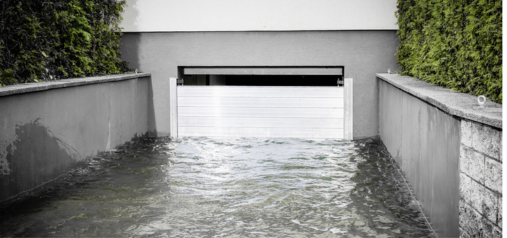 <p>
Der mobile Hochwasserschutz von Prefa verhindert Schäden durch eindringendes Wasser
</p>

<p>
</p> - © Prefa

