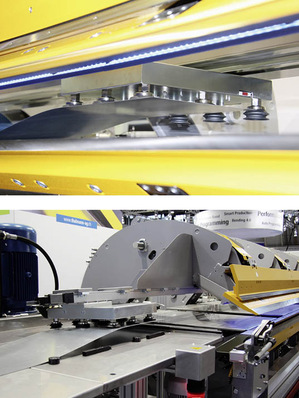 Der TD Doppelbieger von Thalmann kann mit einer integrierten Vorrichtung für den automatisierten seitlichen Blecheinzug ausgestattet werden