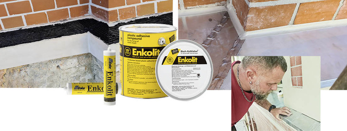 Dach- und Metallprofi Petr Fazekas aus Delitzsch schätzt den Blechkaltkleber im typisch gelben Gebinde bei der Montage von Gesimsabdeckungen aus Titanzink