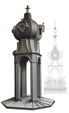 Die rekonstruierte Laterne kurz vor der Montage