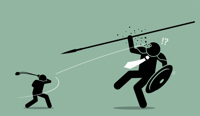 Den Kampf David gegen Goliath gibt es auch zwischen Unternehmen. Wer siegt, ist längst nicht ausgemacht