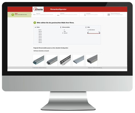 Schöne Altvater-Onlinewelt: Die Anwendung des ­Rinnenkonfigurators ist denkbar einfach und überaus praktisch