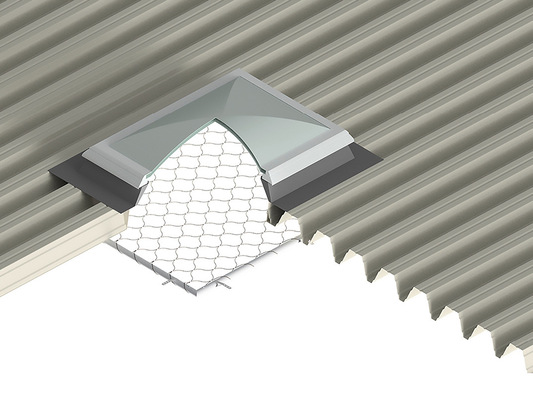 Schematische Darstellung der Durchsturzsicherung Dome Light Protection