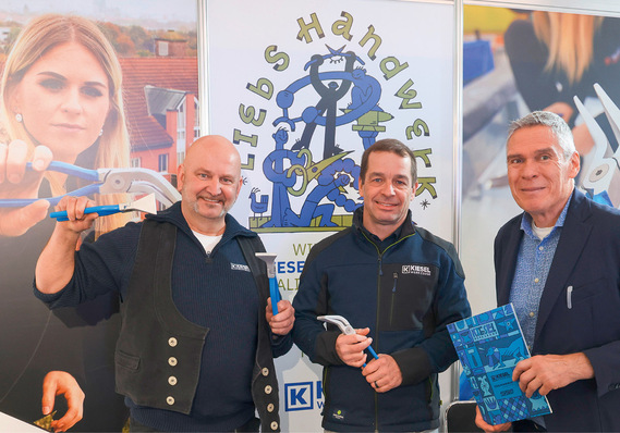 Torsten Thielmann, Bernd Kiesel und Andreas Buck am Kiesel-Messestand