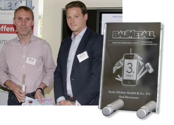 Hermann Bade (l.) und drei weitere Preisträger wurden im Rahmen des BAUMETALL-XXL-Treffs als vorbildliche Ausbildungsbetriebe ausgezeichnet
