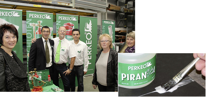 



Auf der Hausmesse bei Barth stellte das Perkeoteam um Yassine Hönes (2. v. l.) das neue Flussmittel Piranha vor
